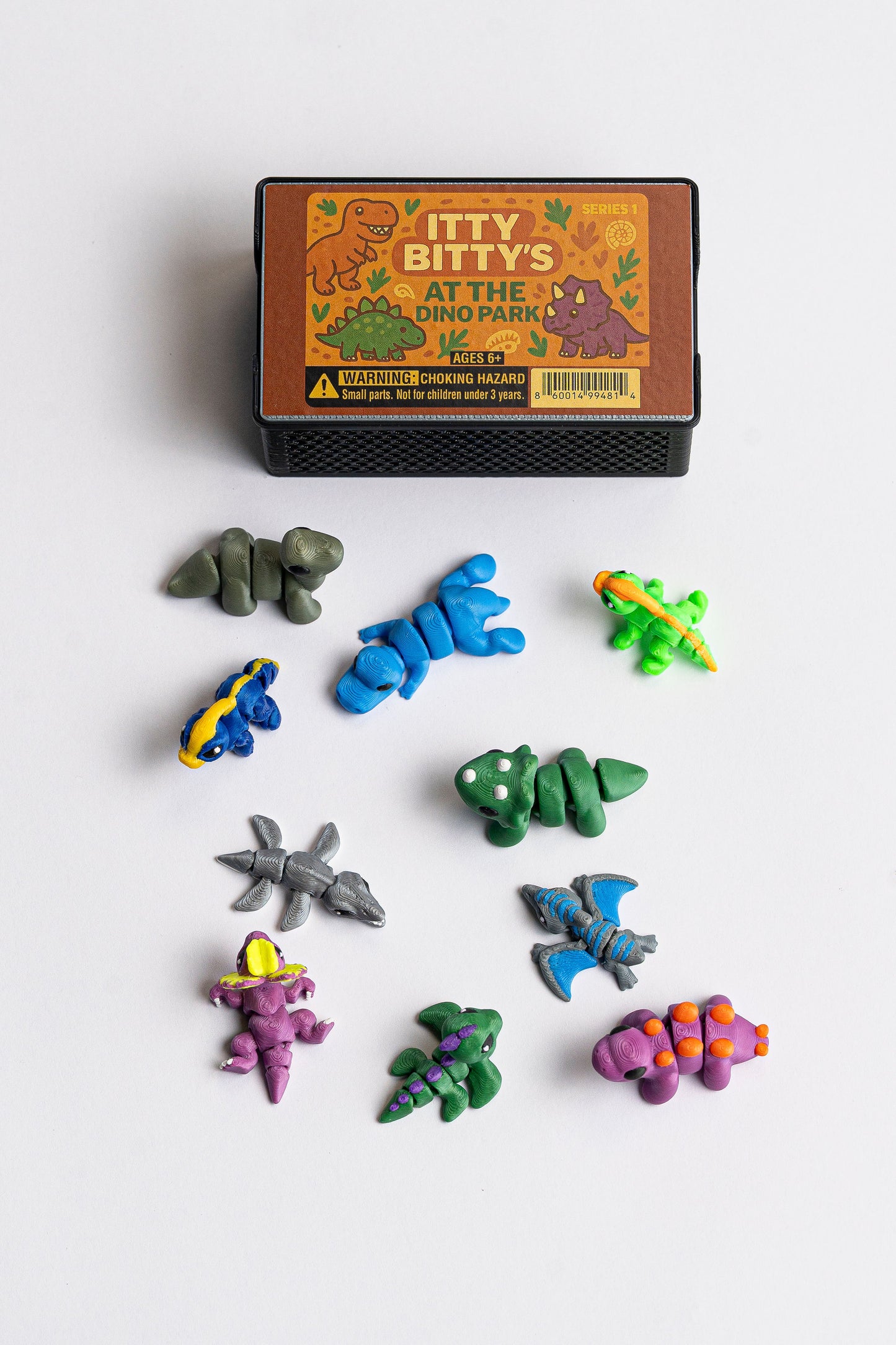 🦖 Itty Bitty Dino Pack – 10 Mini Articulating Dinosaur Fidget Toys for Kids (Sensory & Classroom Friendly)